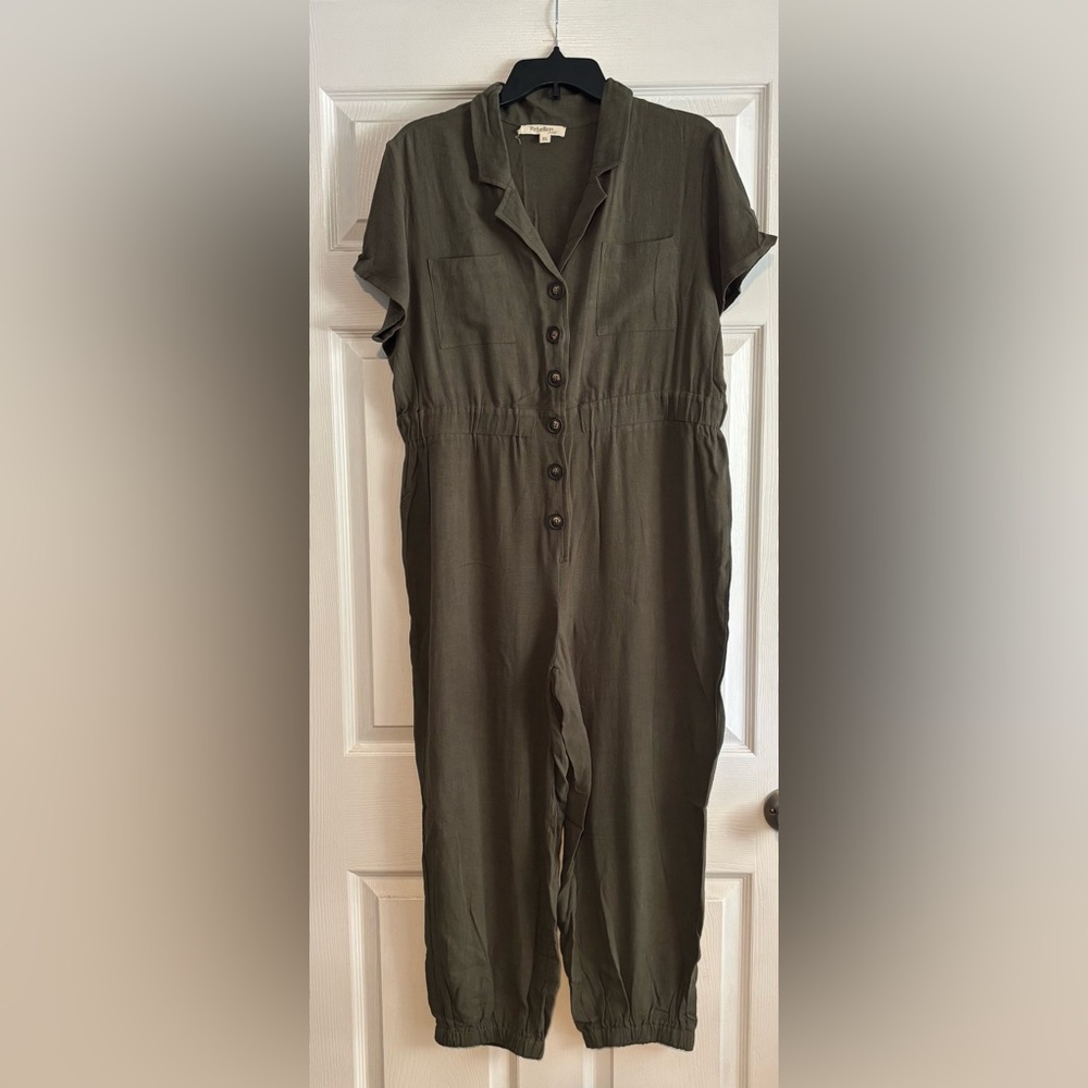 🌺Rebellion Olive Green Utility Jumpsuit with Durable Fabric